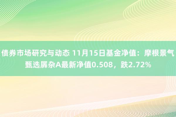 债券市场研究与动态 11月15日基金净值：摩根景气甄选羼杂A最新净值0.508，跌2.72%