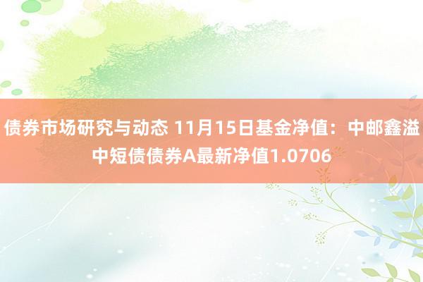 债券市场研究与动态 11月15日基金净值：中邮鑫溢中短债债券A最新净值1.0706