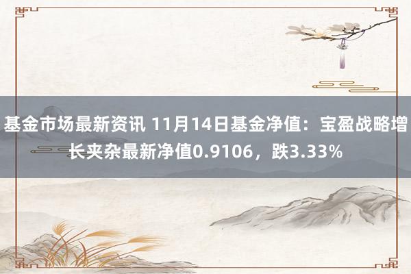 基金市场最新资讯 11月14日基金净值：宝盈战略增长夹杂最新净值0.9106，跌3.33%