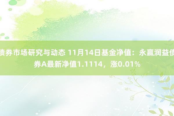 债券市场研究与动态 11月14日基金净值：永赢润益债券A最新净值1.1114，涨0.01%