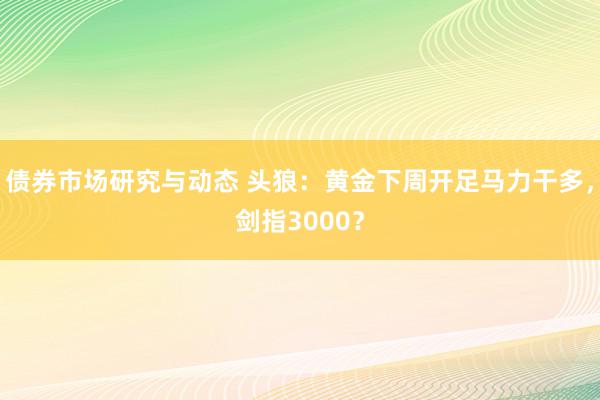 债券市场研究与动态 头狼：黄金下周开足马力干多，剑指3000？