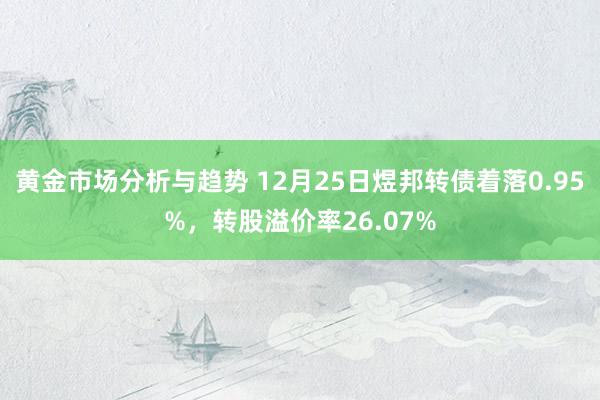 黄金市场分析与趋势 12月25日煜邦转债着落0.95%，转股溢价率26.07%