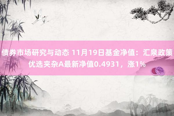 债券市场研究与动态 11月19日基金净值：汇泉政策优选夹杂A最新净值0.4931，涨1%