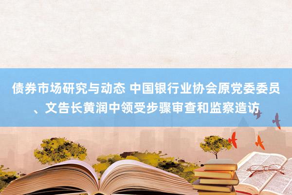 债券市场研究与动态 中国银行业协会原党委委员、文告长黄润中领受步骤审查和监察造访