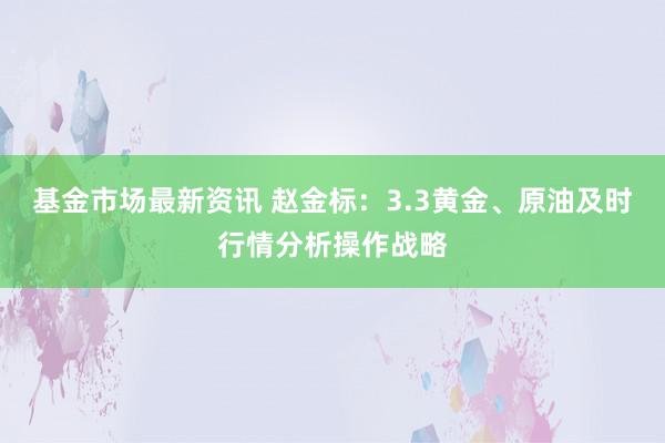 基金市场最新资讯 赵金标：3.3黄金、原油及时行情分析操作战略