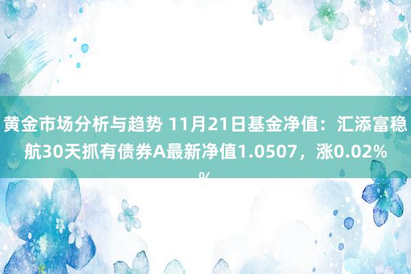 黄金市场分析与趋势 11月21日基金净值：汇添富稳航30天抓有债券A最新净值1.0507，涨0.02%