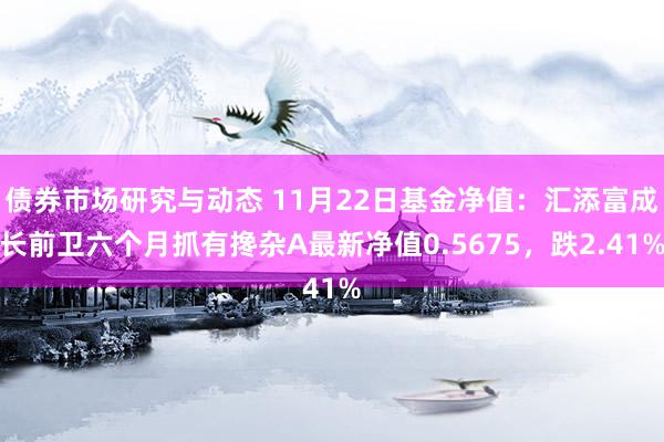 债券市场研究与动态 11月22日基金净值：汇添富成长前卫六个月抓有搀杂A最新净值0.5675，跌2.41%