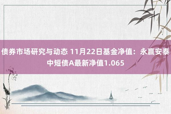 债券市场研究与动态 11月22日基金净值：永赢安泰中短债A最新净值1.065