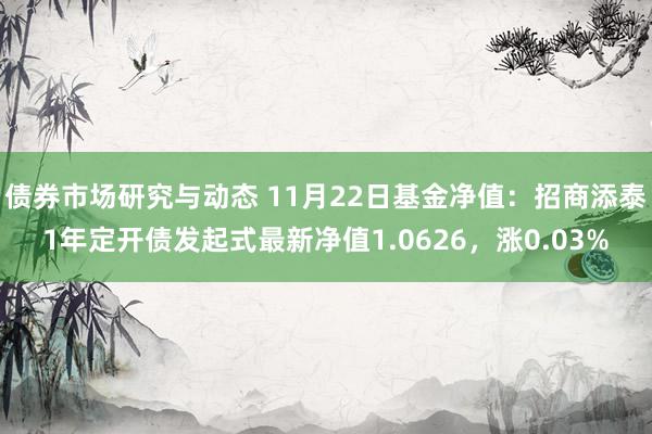 债券市场研究与动态 11月22日基金净值：招商添泰1年定开债发起式最新净值1.0626，涨0.03%