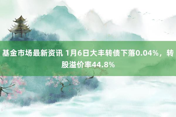 基金市场最新资讯 1月6日大丰转债下落0.04%，转股溢价率44.8%