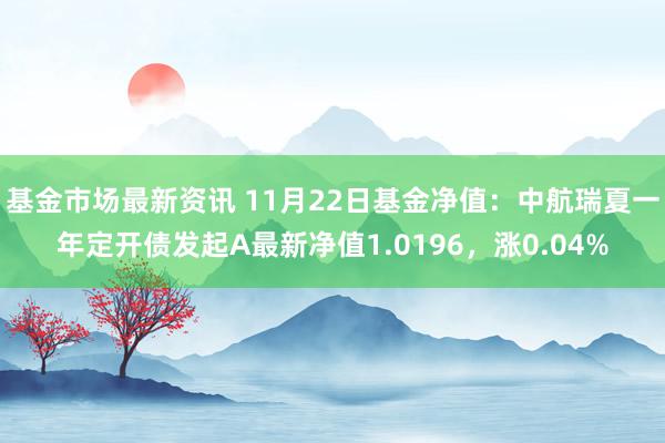 基金市场最新资讯 11月22日基金净值：中航瑞夏一年定开债发起A最新净值1.0196，涨0.04%