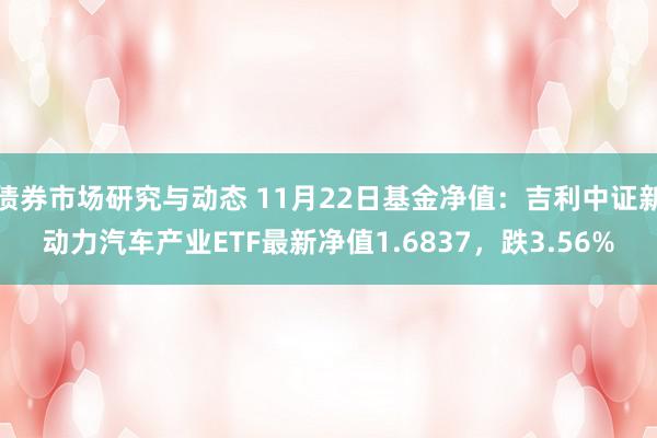 债券市场研究与动态 11月22日基金净值：吉利中证新动力汽车产业ETF最新净值1.6837，跌3.56%