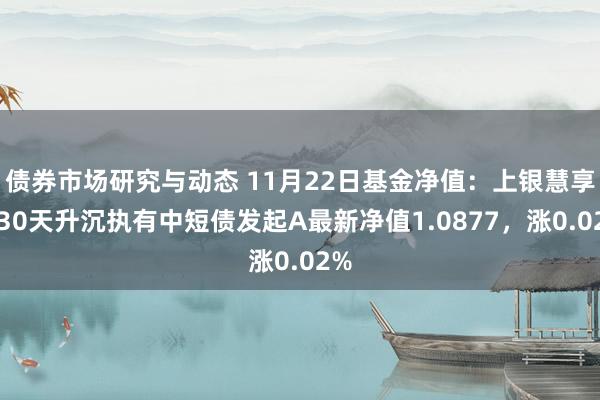 债券市场研究与动态 11月22日基金净值：上银慧享利30天升沉执有中短债发起A最新净值1.0877，涨0.02%