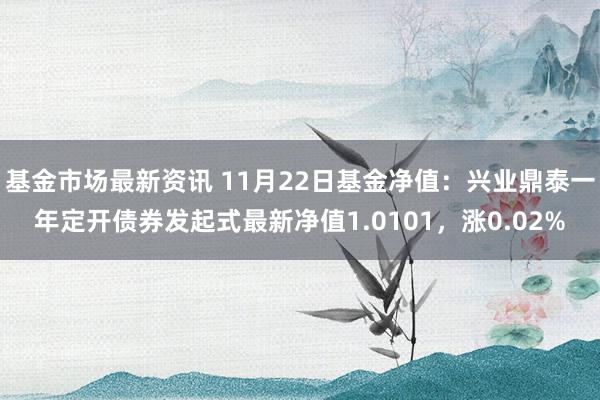 基金市场最新资讯 11月22日基金净值：兴业鼎泰一年定开债券发起式最新净值1.0101，涨0.02%