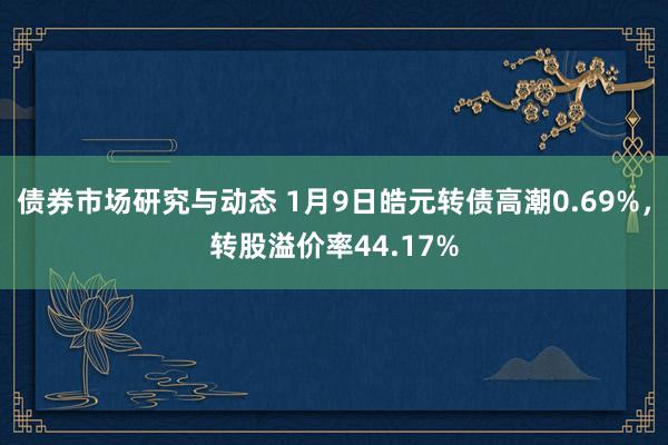 债券市场研究与动态 1月9日皓元转债高潮0.69%，转股溢价率44.17%