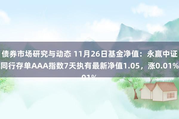 债券市场研究与动态 11月26日基金净值：永赢中证同行存单AAA指数7天执有最新净值1.05，涨0.01%